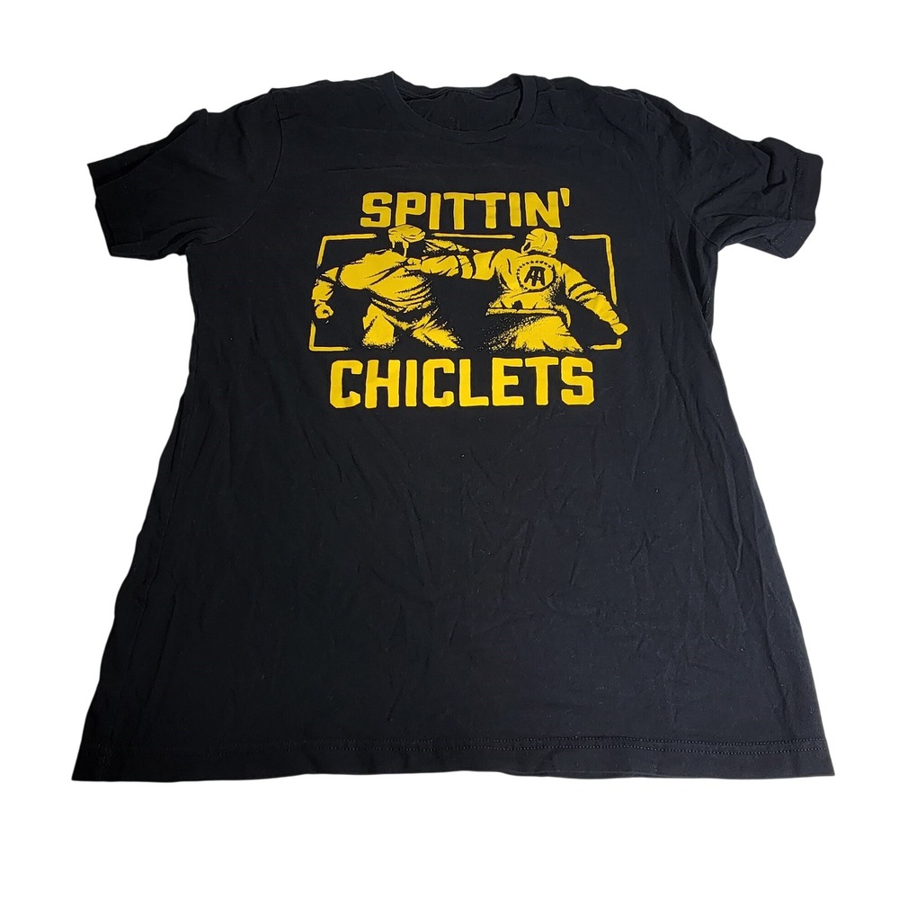 Barstool Sports Spittin Chiclets Hockey Graphic T-Shirt Mens Black Yellow Large